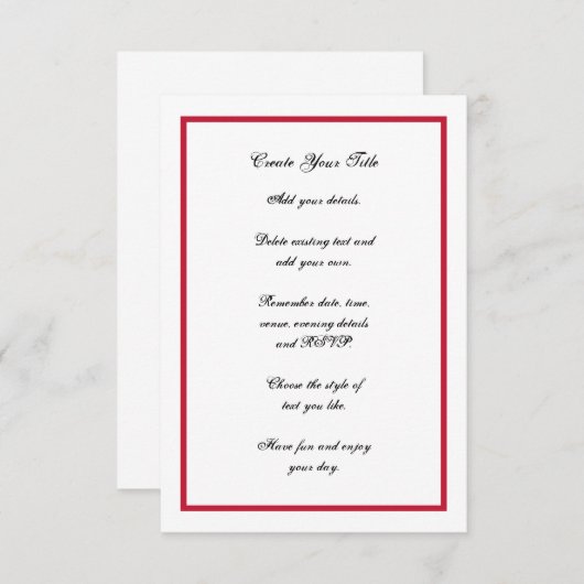 Invitation de mariage simple à la frontière rouge (Devant / Derrière)