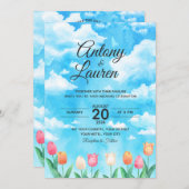 Invitation de mariage simple aquarelle (Devant / Derrière)