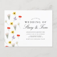 Invitation de mariage simple aux fleurs sauvages d