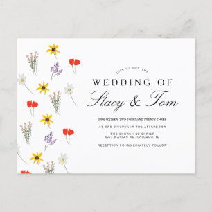 Invitation de mariage simple aux fleurs sauvages d