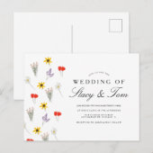 Invitation de mariage simple aux fleurs sauvages d (Devant / Derrière)