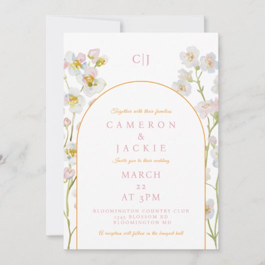 Invitation de mariage simple avec Gypsophile (Devant)