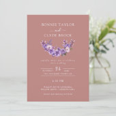 Invitation de mariage simple avec l'art floral dél (Debout devant)