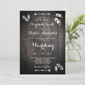 Invitation de mariage simple avec plume en bois ru (Debout devant)