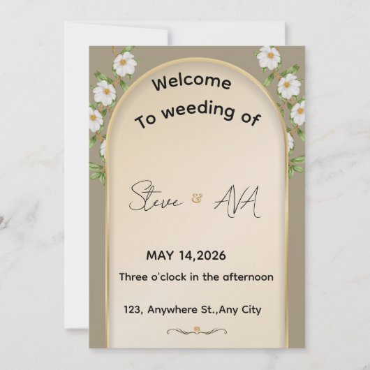 Invitation de mariage simple blanche (Devant)