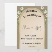 Invitation de mariage simple blanche (Devant / Derrière)