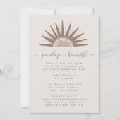 Invitation de mariage simple boho soleil marron et (Devant)