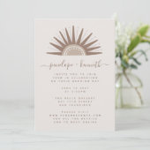 Invitation de mariage simple boho soleil marron et (Debout devant)