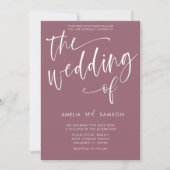 Invitation de mariage simple calligraphiée Rose Po (Devant)