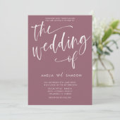 Invitation de mariage simple calligraphiée Rose Po (Debout devant)