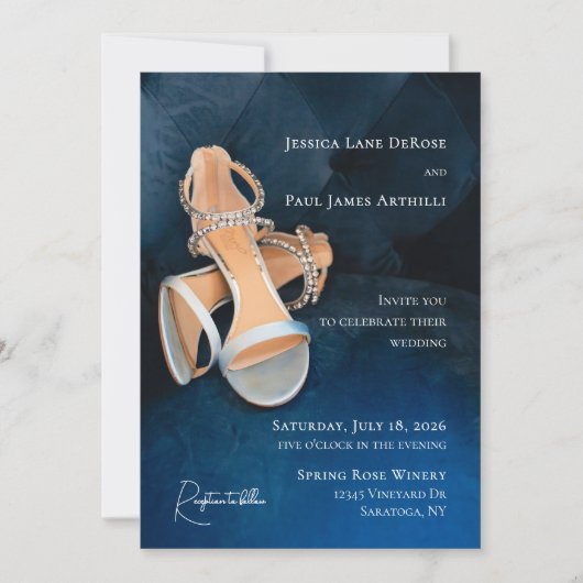 Invitation de mariage Simple Chaussures Bleues (Devant)