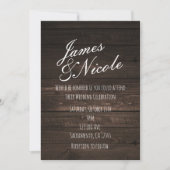 Invitation de mariage simple en bois rustique fonc (Devant)