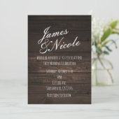 Invitation de mariage simple en bois rustique fonc (Debout devant)