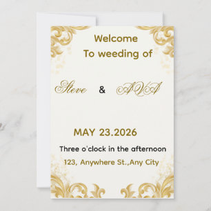 Invitation de mariage simple en or – Style minimal