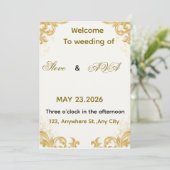 Invitation de mariage simple en or – Style minimal (Debout devant)