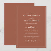 Invitation de mariage simple en terre cuite (Devant / Derrière)