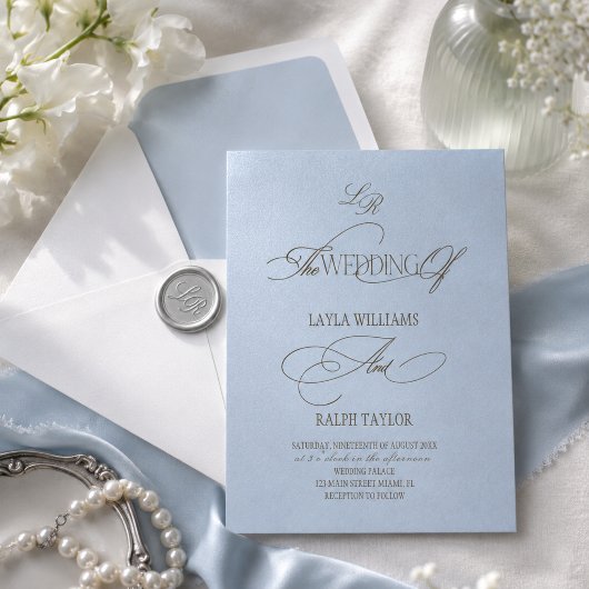 Invitation de mariage simple et bleu côtier