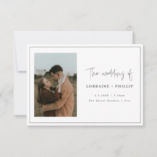 Invitation de mariage simple et élégant à 2 photos (Devant)