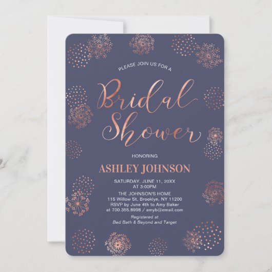 Invitation de mariage simple et élégant en cuivre (Devant)