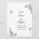 Invitation de mariage simple et élégante en gris a (Devant / Derrière)