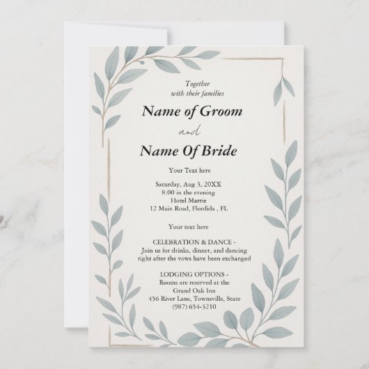 Invitation de mariage simple et non compliquée (Devant)
