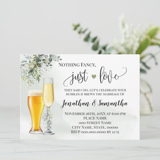 Invitation de mariage simple et végétale (Debout devant)