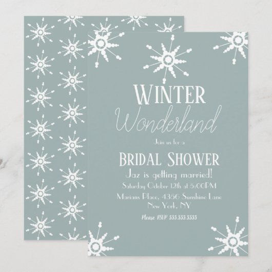 Invitation de mariage Simple Flocons de Neige d'Hi (Devant / Derrière)