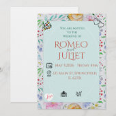 Invitation de mariage simple florale aquarelle fle (Devant / Derrière)