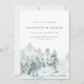 Invitation de mariage simple forêt aquarelle (Devant)