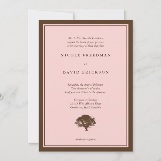 Invitation de mariage simple marron arbre chêne ro (Devant)
