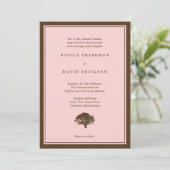 Invitation de mariage simple marron arbre chêne ro (Debout devant)