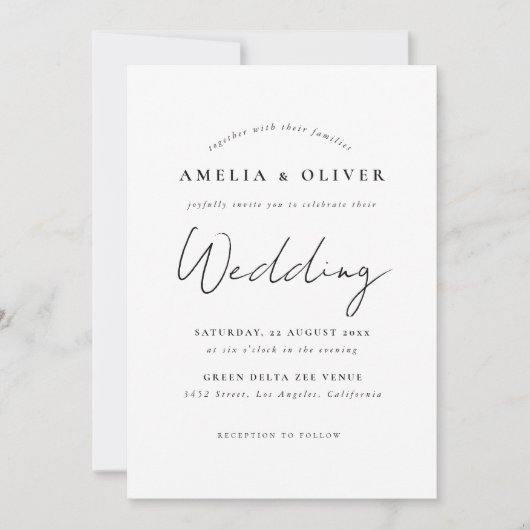Invitation de mariage simple moderne (Devant)