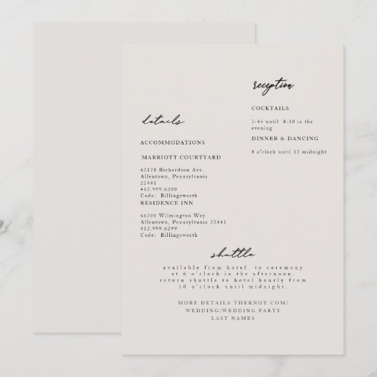 Invitation de mariage simple moderne beige avec dé (Devant / Derrière)