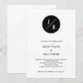 Invitation de mariage simple moderne - cercle noir (Devant / Derrière)