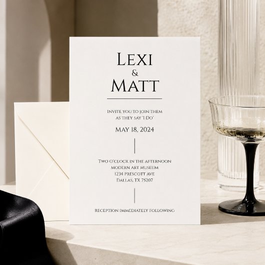 Invitation de mariage simple noir et blanc