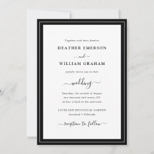 Invitation de mariage simple noir et blanc