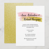Invitation de mariage simple pêche et dorée avec c (Devant / Derrière)
