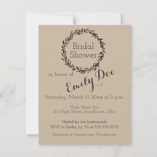 Invitation de mariage simple personnalisable pour (Devant)