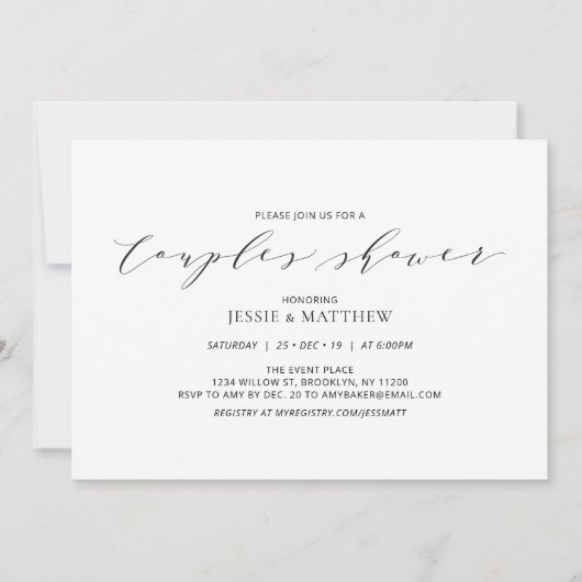 Invitation de mariage simple pour couples en noir  (Devant)