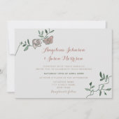 Invitation de mariage simple rose poussiéreuse et (Devant)