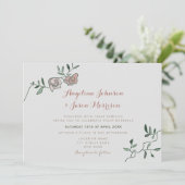 Invitation de mariage simple rose poussiéreuse et (Debout devant)