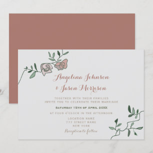 Invitation de mariage simple rose poussiéreuse et