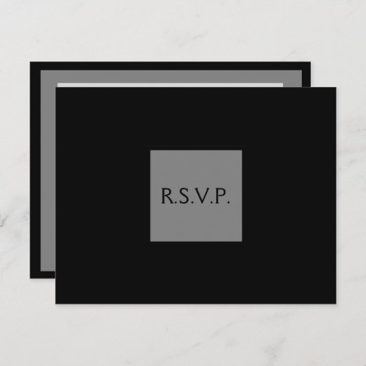 Invitation de mariage simple RSPV noir et gris élé (Devant / Derrière)