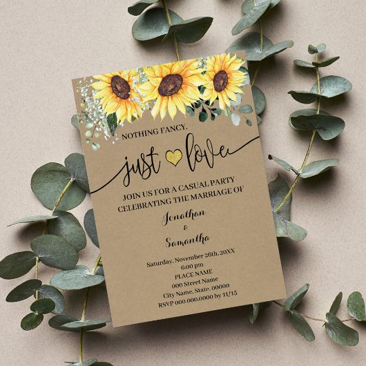 Invitation de mariage simple Tournesol Rien d'extr
