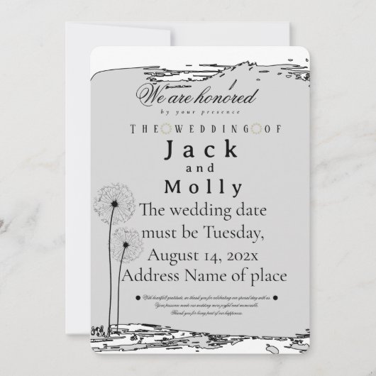 Invitation de mariage Simplicité qui parle de luxe (Devant)