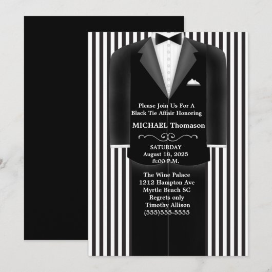 Invitation de mariage smoking tenue de soirée (Devant / Derrière)