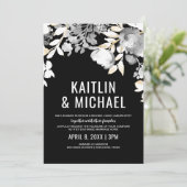 Invitation de mariage soir floral (Noir & Or) (Debout devant)