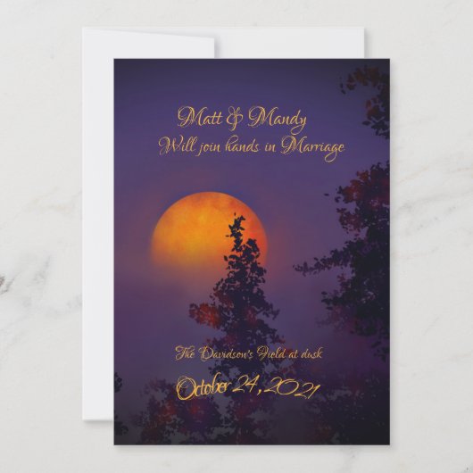 Invitation de mariage sous la lune d'octobre (Devant)