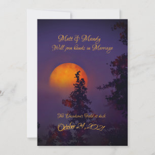 Invitation de mariage sous la lune d'octobre