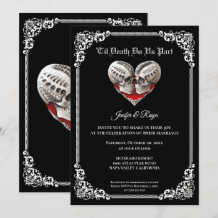 Invitation de mariage squelette Halloween gothique